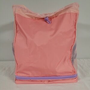 Thirty One Gifts Pink Purple Mesh Drawstring Backpack Bag Kids Youth Beach Pool